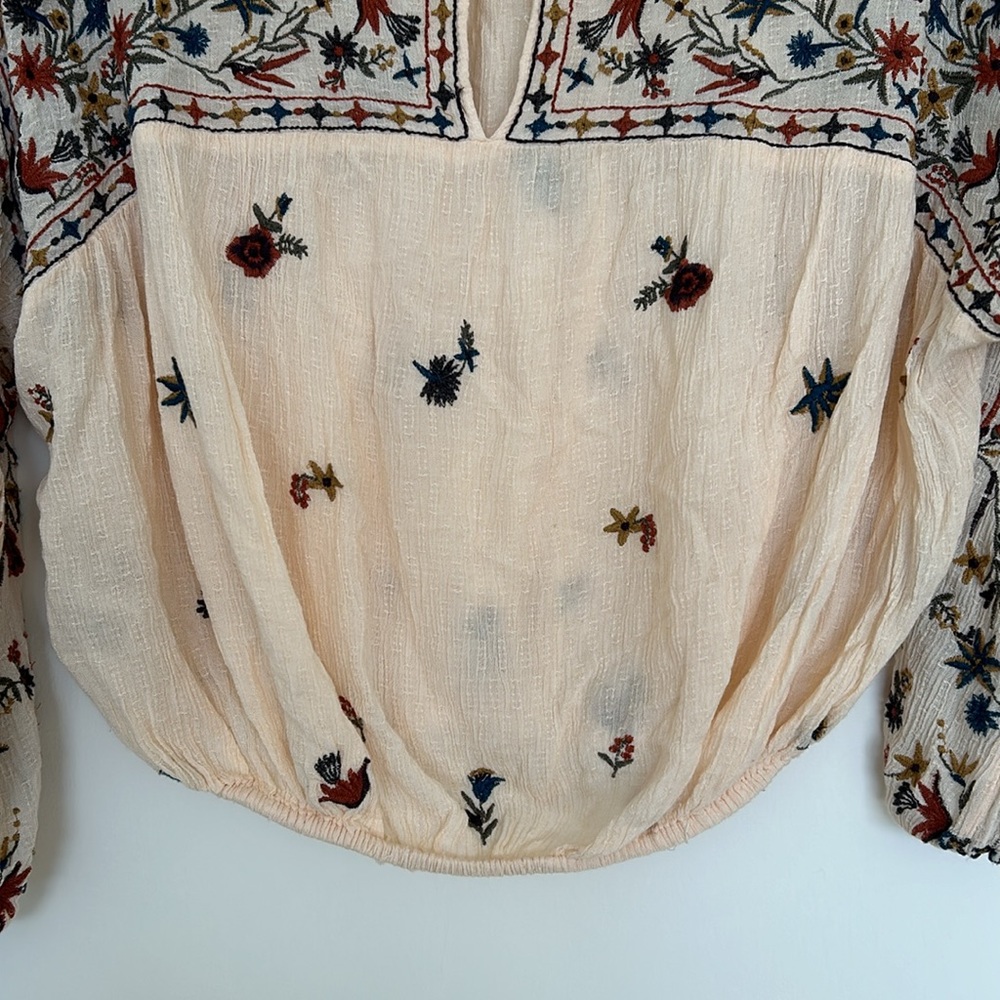 Free People Embroidered Wild Flowers Blouse Size XS - Picture 13 of 15